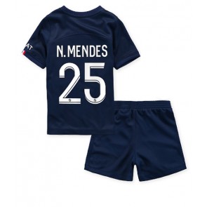 Paris Saint-Germain Nuno Mendes #25 kläder Barn 2022-23 Hemmatröja Kortärmad (+ korta byxor)